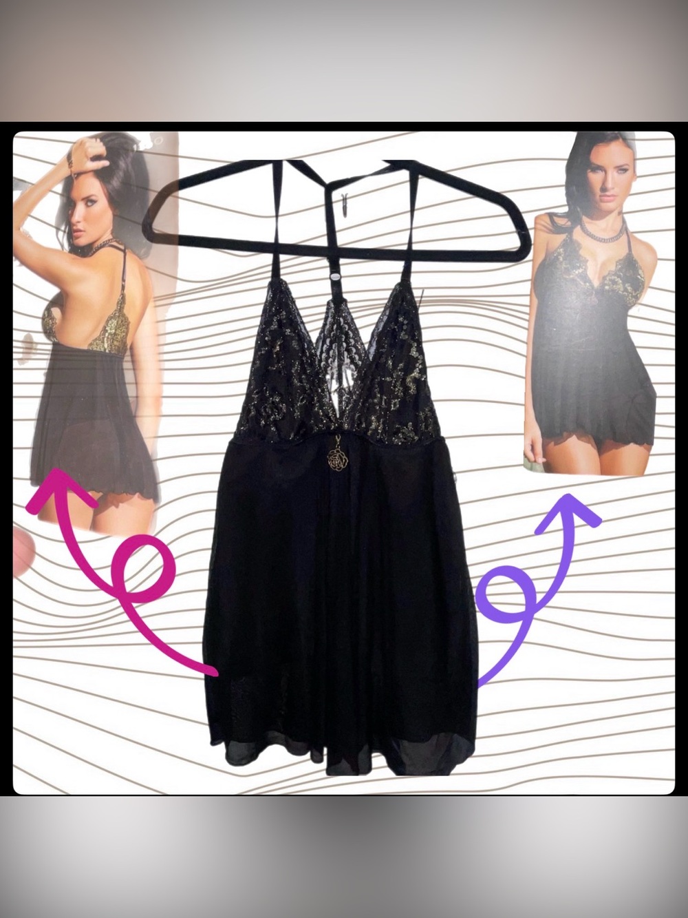 Coquette Lingerie Babydoll and G String Deadstock Set Sz Sm/ OSFA BNWT

This set